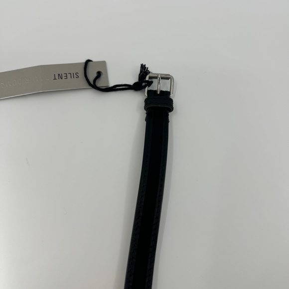 DAMIR DOMA SILENT Skinny Unisex Leather Belt Clincher Silver Buckle main image 4